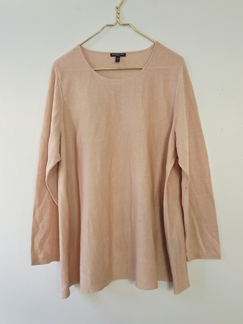 Eileen Fisher Tencel Silk Pullover Sweater In Cream Peach Size 2X